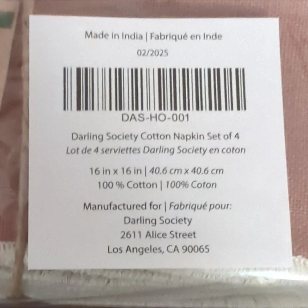 Darling Society 100% Cotton Napkins Set of 4 16x16 Brown Square Solid Reusable